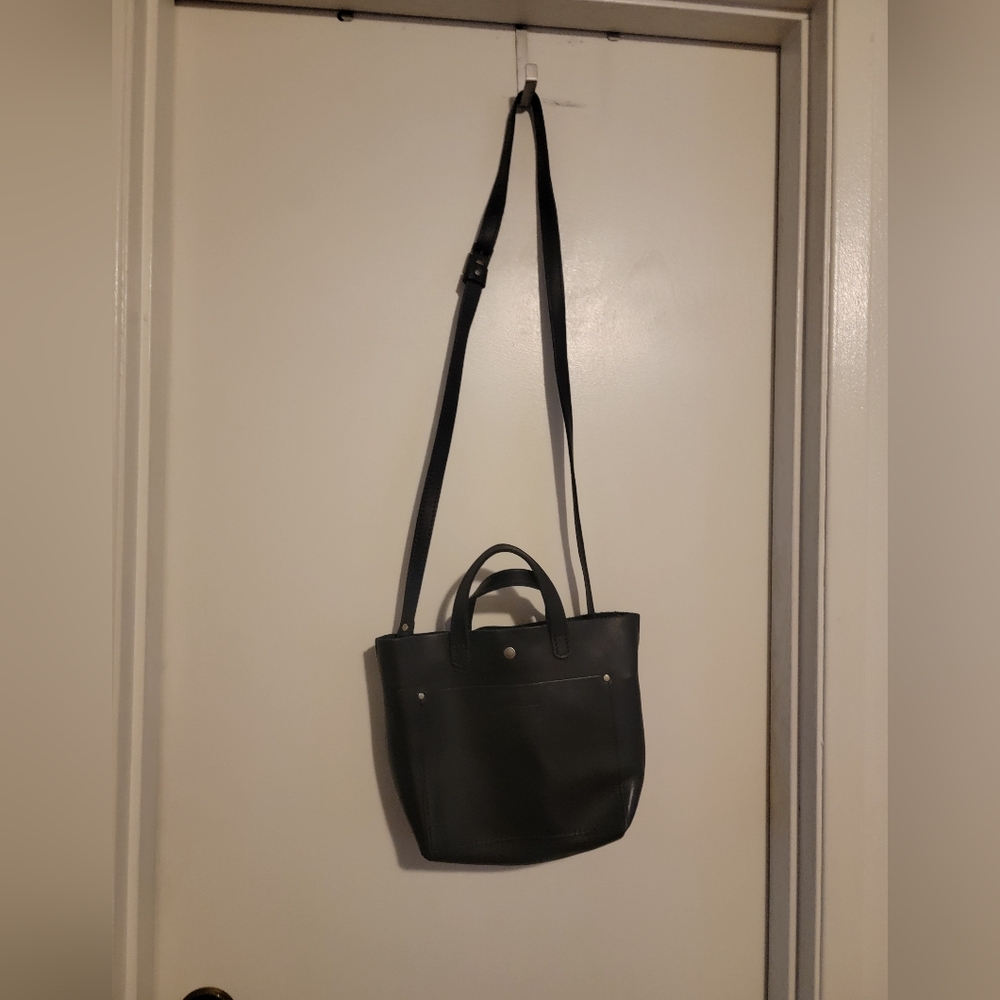Black Portland Leather Tote Bag crossbody - Picture 2 of 2